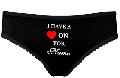 customized panties with name and heart on it