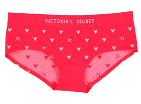 vicotria secret red panty with white hearts printed