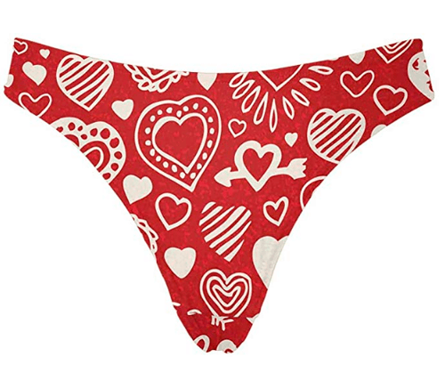 heart love symbol printed on red panties