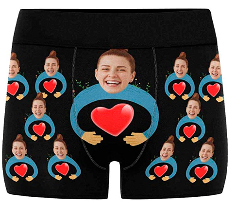 heart boxer with personalized photo on it