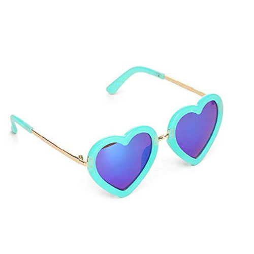 Polarized green heart sunglasses for children