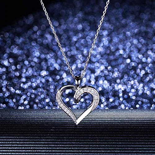 Infinity heart necklace sterling silver with diamonds
