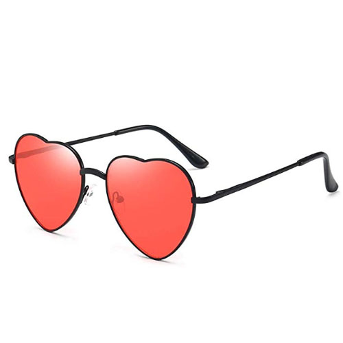 Motorbike style red heart shaped love sunglasses