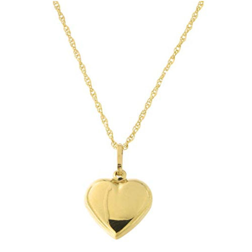 14k solid yellow gold heart shaped pendant