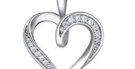 stylish heart necklace pendant sterling silver with diamonds