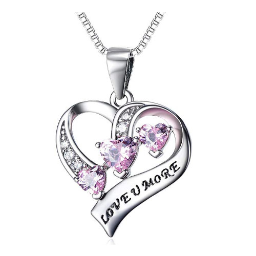 Infinity love pink heart-shaped pendant necklace
