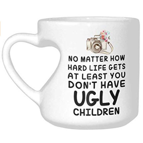 Funny mom gift heart handle mug