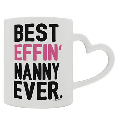 Best nanny ever heart handle mug